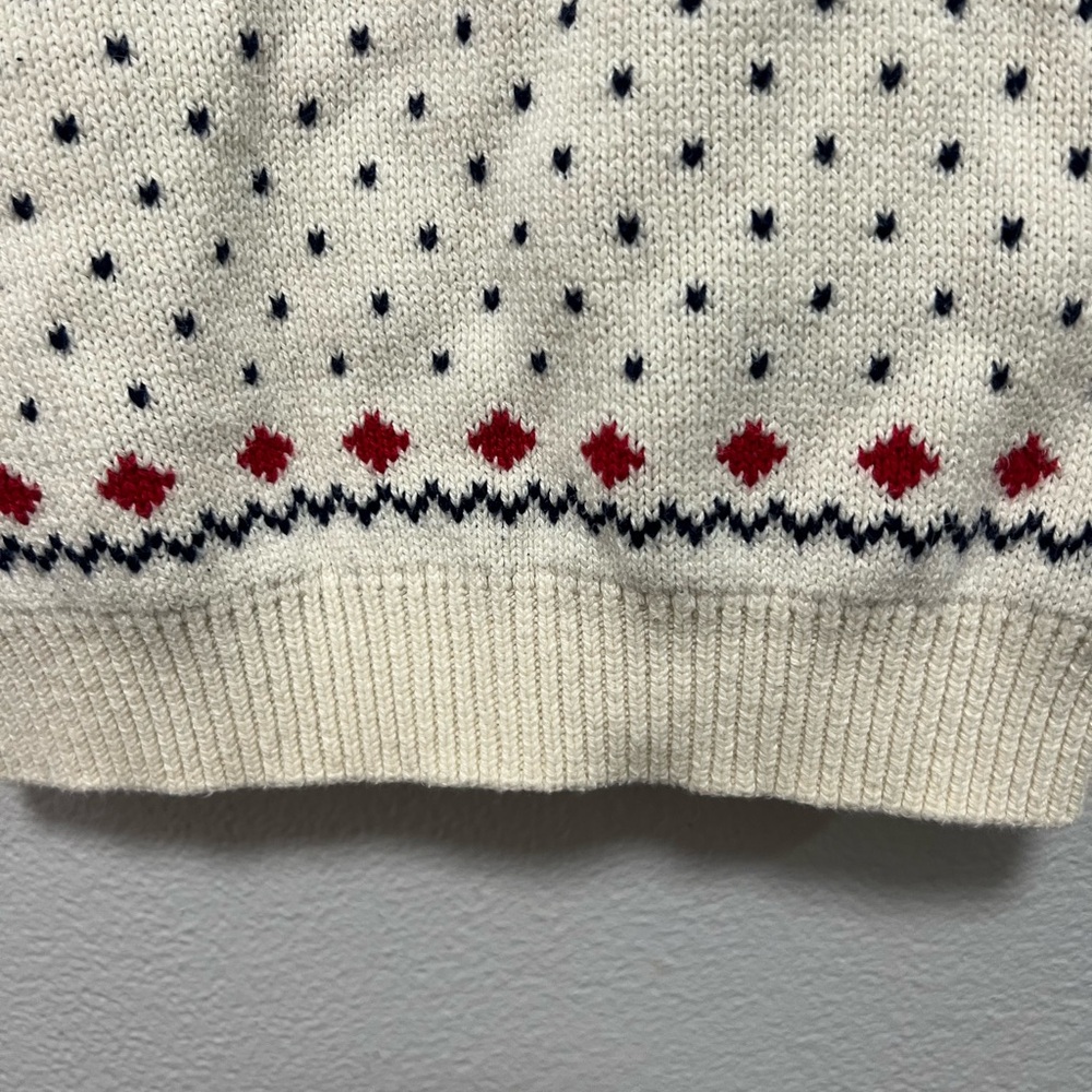 Mullsan 5T Holiday Reindeer Knit Sweater - White with Navy & Red - Kids - Picture 4 of 4